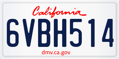 CA license plate 6VBH514
