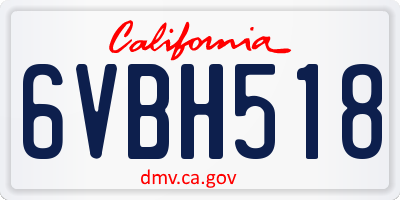 CA license plate 6VBH518