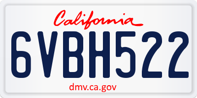 CA license plate 6VBH522