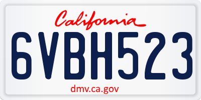 CA license plate 6VBH523