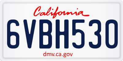 CA license plate 6VBH530