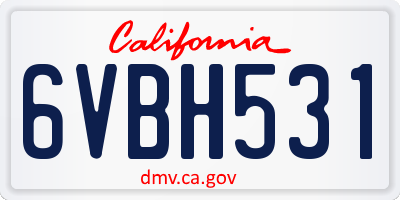 CA license plate 6VBH531