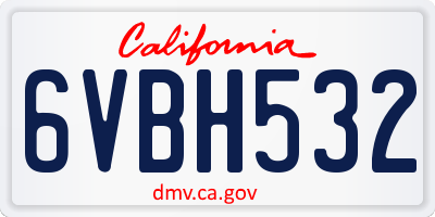 CA license plate 6VBH532