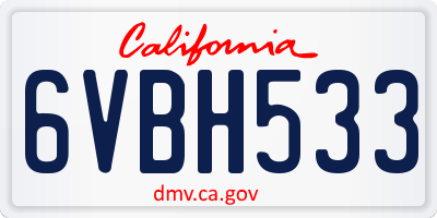 CA license plate 6VBH533