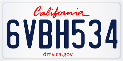 CA license plate 6VBH534