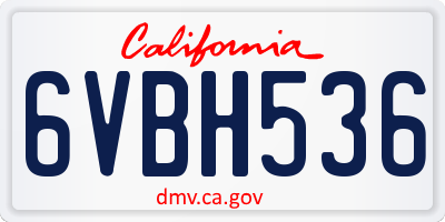 CA license plate 6VBH536