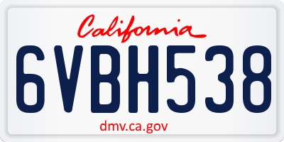 CA license plate 6VBH538