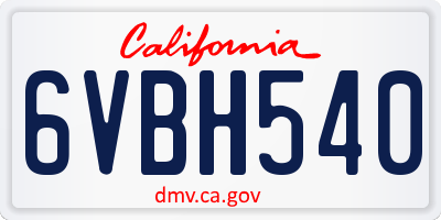 CA license plate 6VBH540