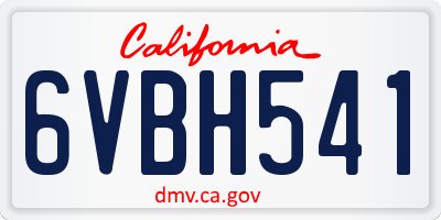 CA license plate 6VBH541