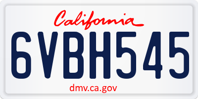 CA license plate 6VBH545