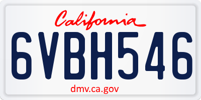 CA license plate 6VBH546