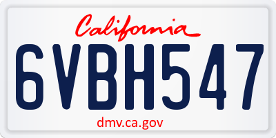 CA license plate 6VBH547