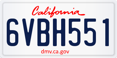CA license plate 6VBH551