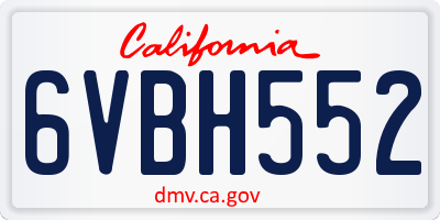 CA license plate 6VBH552