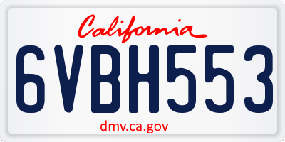 CA license plate 6VBH553