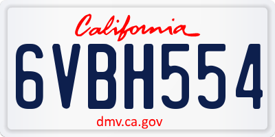 CA license plate 6VBH554