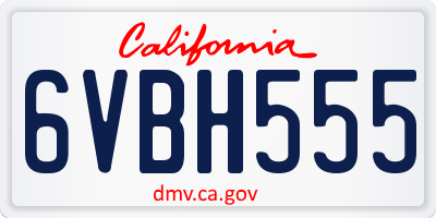 CA license plate 6VBH555