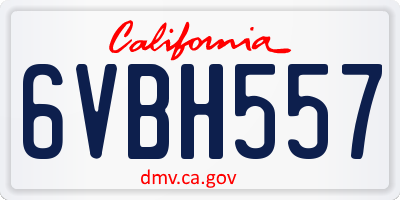 CA license plate 6VBH557
