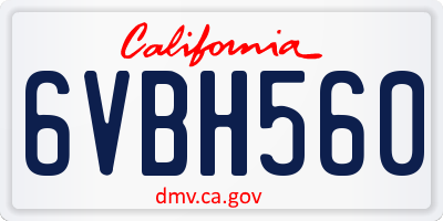 CA license plate 6VBH560