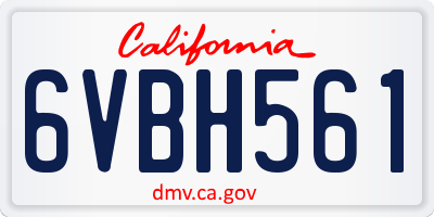 CA license plate 6VBH561