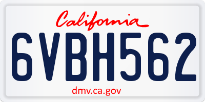 CA license plate 6VBH562
