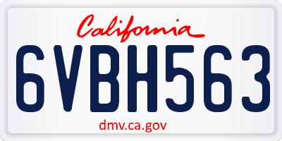 CA license plate 6VBH563