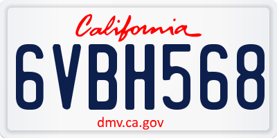 CA license plate 6VBH568