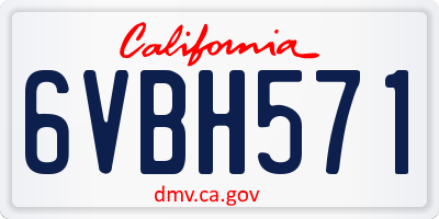 CA license plate 6VBH571