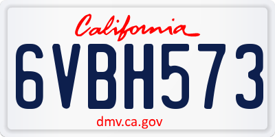 CA license plate 6VBH573