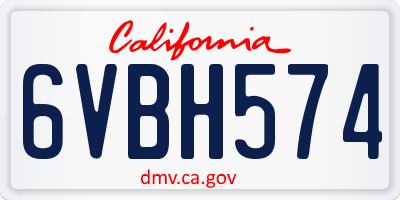 CA license plate 6VBH574