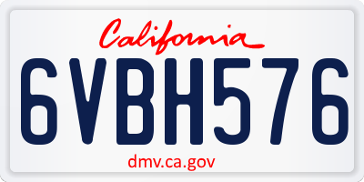 CA license plate 6VBH576