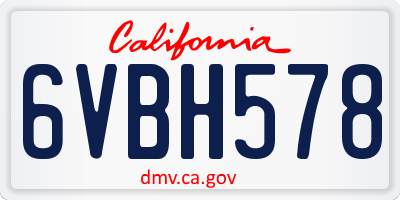 CA license plate 6VBH578