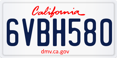 CA license plate 6VBH580