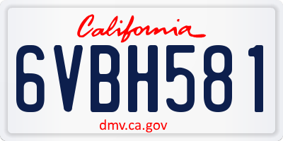 CA license plate 6VBH581