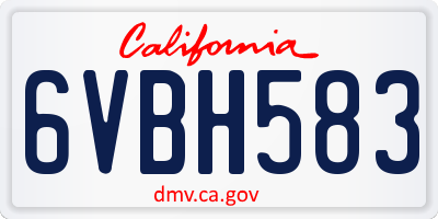 CA license plate 6VBH583