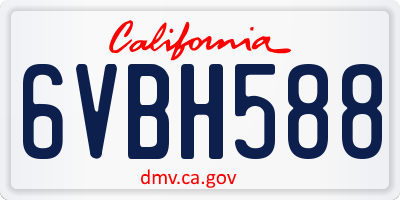 CA license plate 6VBH588