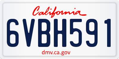 CA license plate 6VBH591