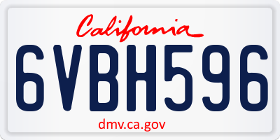 CA license plate 6VBH596