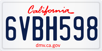 CA license plate 6VBH598