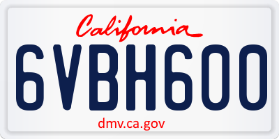 CA license plate 6VBH600
