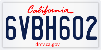 CA license plate 6VBH602