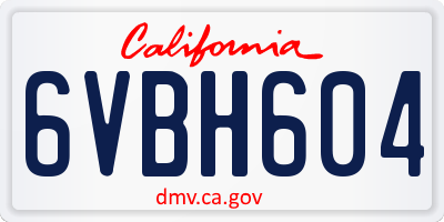 CA license plate 6VBH604
