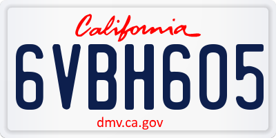 CA license plate 6VBH605