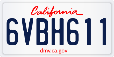 CA license plate 6VBH611