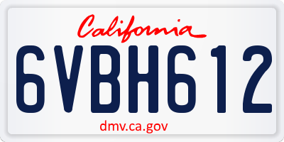 CA license plate 6VBH612