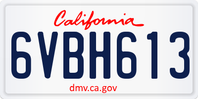 CA license plate 6VBH613