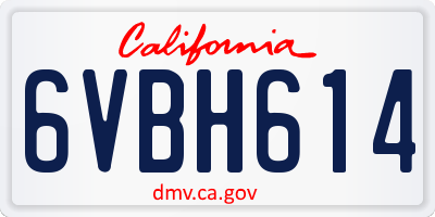 CA license plate 6VBH614