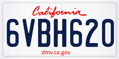 CA license plate 6VBH620