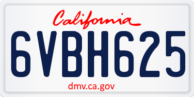 CA license plate 6VBH625