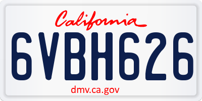 CA license plate 6VBH626